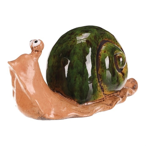 Šnek - keramická figurka, zelená, cena za 1 ks