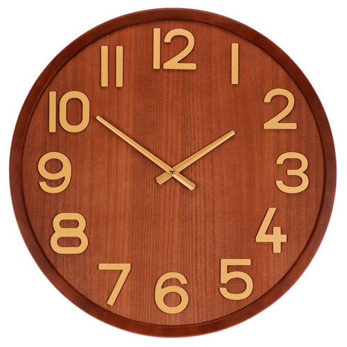 Hodiny nástěnné - pr. 60 cm, dřevo a MDF, imitace dýhy