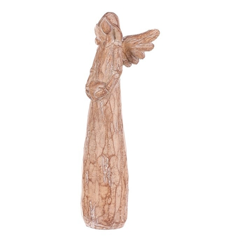 Anděl se srdcem - 18 cm, polyresin, imitace dřeva