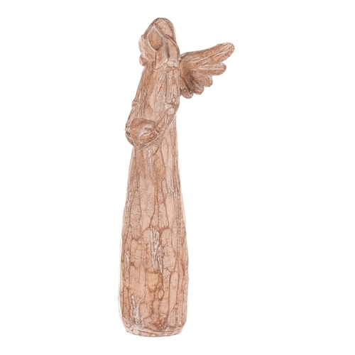 Anděl se srdcem - 18 cm, polyresin, imitace dřeva
