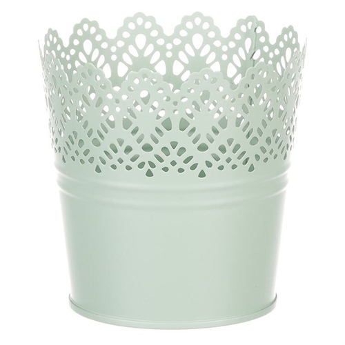 Obal kovový - kulatý, krajkový okraj, barva zelená