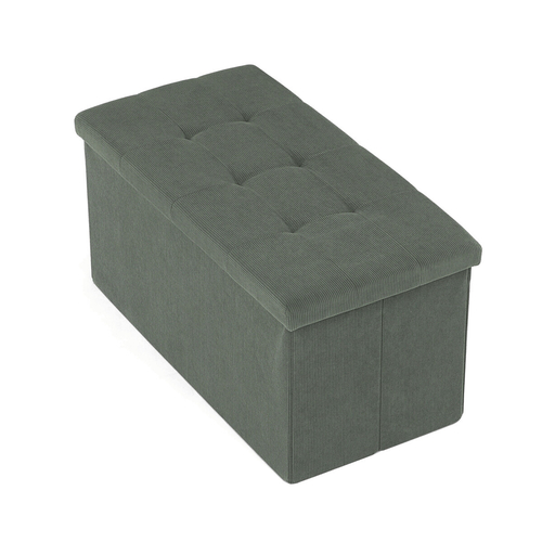 Taburet s úložným prostorem, zelená, manšestrová látka, TAB-472 GRN6