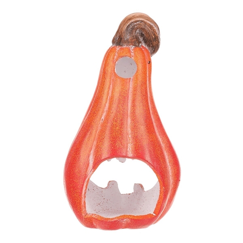 Dýně keramická - s obličejem, na svíčku, tvar hrušky, oranžová