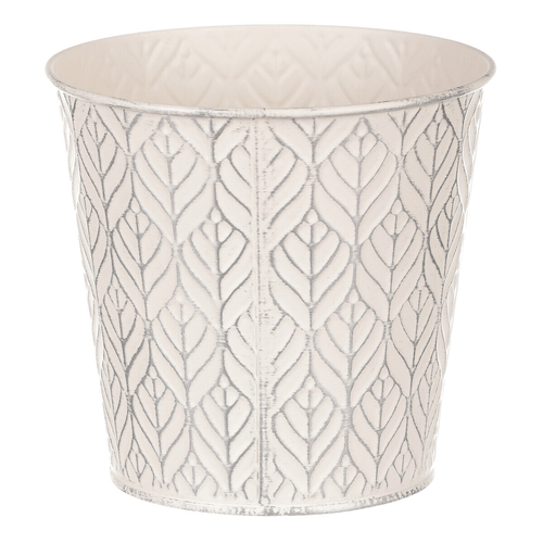 Obal kovový - kulatý, stříbrný vzor, barva krémová