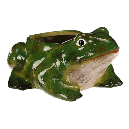 Obal na květiny - žába, keramika, barva zelená