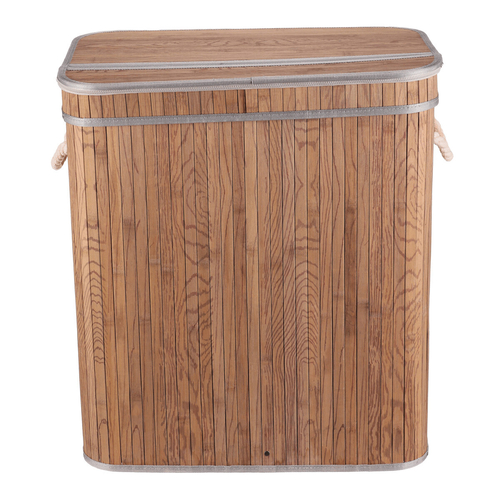 Koš prádelní - bambusový, s víkem, šedo-hnědý