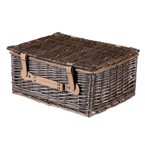 Koš piknikový - s vybavením pro 2 osoby, proutěný, barva šedá