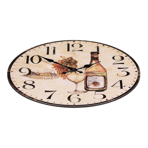 Hodiny nástěnné - pr. 34 cm, MDF, bílé víno