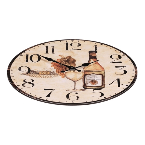 Hodiny nástěnné - pr. 34 cm, MDF, bílé víno