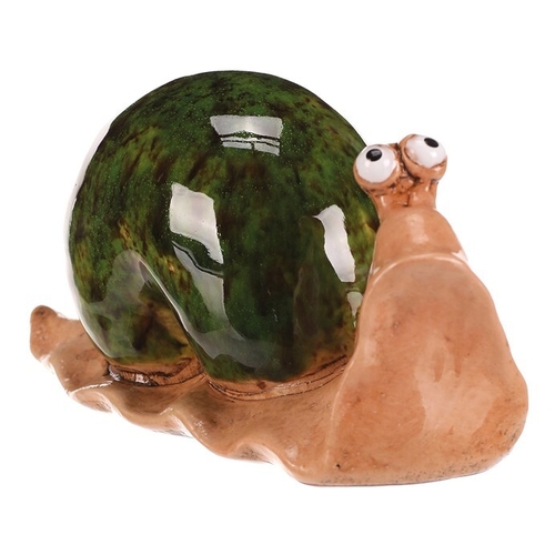 Šnek - keramická figurka, zelená, cena za 1 ks