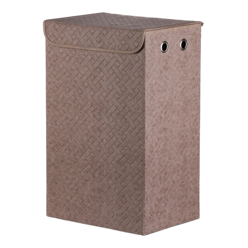 Koš prádelní - látkový s víkem, hnědá barva
