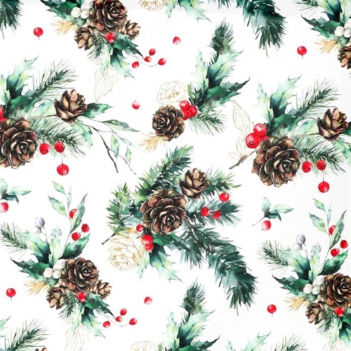 Ubrus - jehličí, šišky a bobule, 100% polyester, 130 x 160 cm