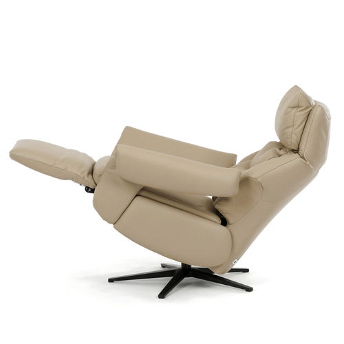 Relaxační křeslo, elektrické zabudované ovládání, béžová, kůže, TV-B3980 CRM3