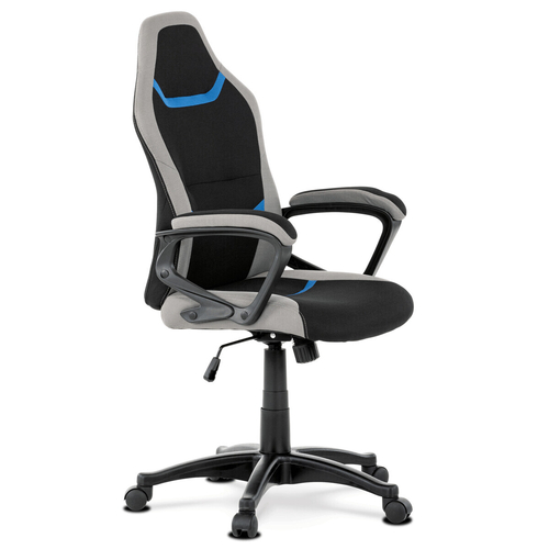 Herní židle, houpací mechanismus, černá látka, KA-L611 BLUE