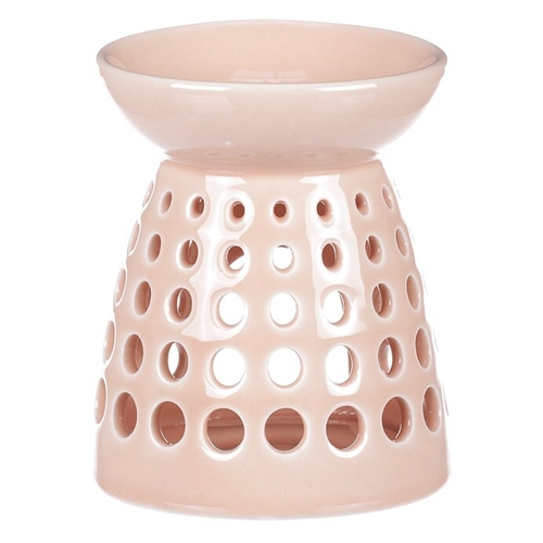 Aromalampa - porcelánová, kulaté otvory, barva meruňková