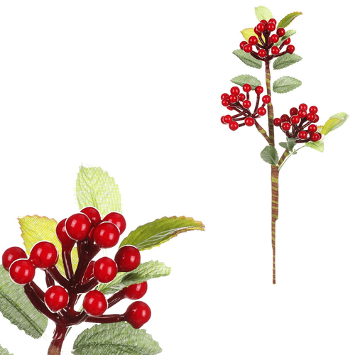 Jeřabiny - umělá větev, červené bobule