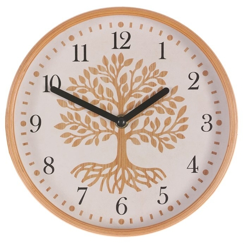 Hodiny nástěnné - pr. 22 cm, MDF a dřevěný rám, strom života