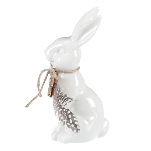 Zajíc - keramická figurka, střední vel., barva bílá