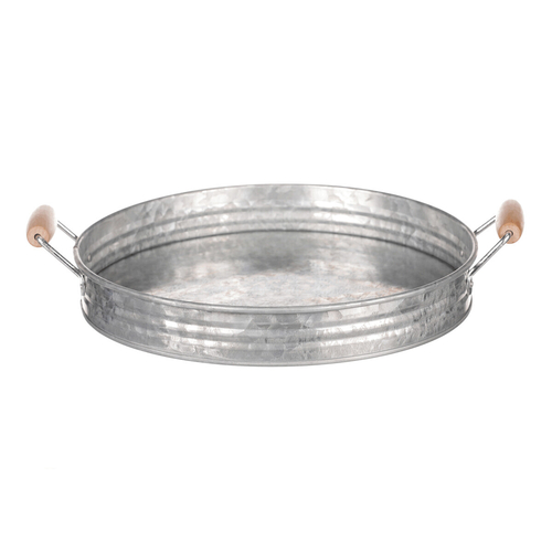 Tác kovový - tvar pánve, zinkový, barva stříbrná