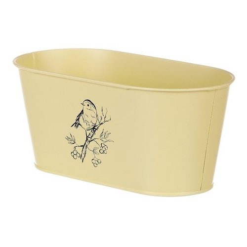 Truhlík kovový - motiv ptáčka, barva žlutá