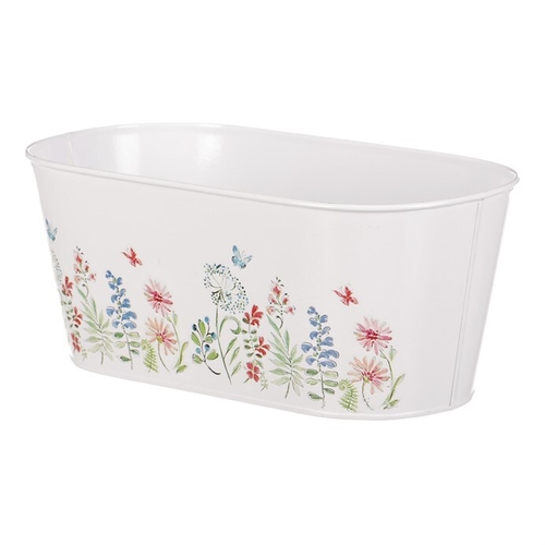 Kovový truhlík, květinový design.