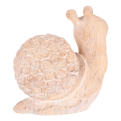Šnek - figurka z magnesia, vzor květin, vel. L, imitace dřeva