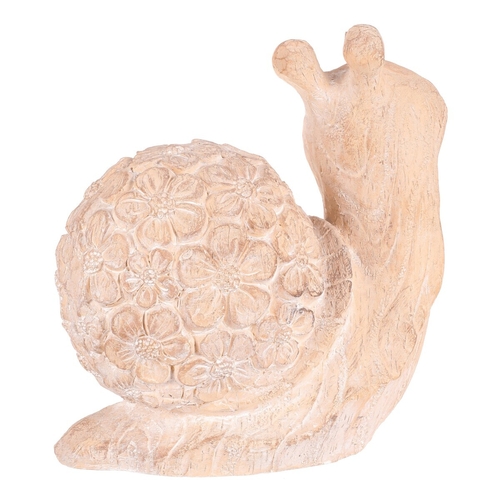 Šnek - figurka z magnesia, vzor květin, vel. L, imitace dřeva