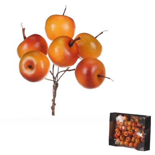 Jablíčka na drátku - umělá, oranžová, cena za balení (36 ks)
