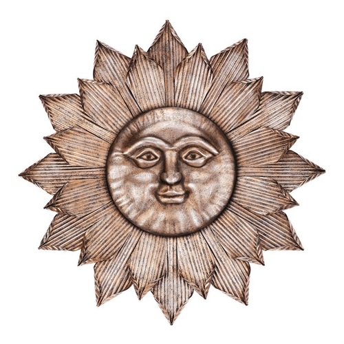 Slunce - kovová nástěnná dekorace, šedá