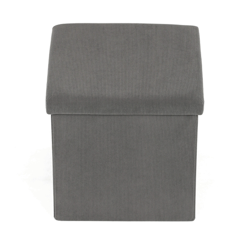 Taburet s úložným prostorem, šedá, manšestrová látka, TAB-471 GREY6