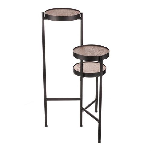 Stojan na květiny - 3 patrový, kovový s MDF (dýha jasan)