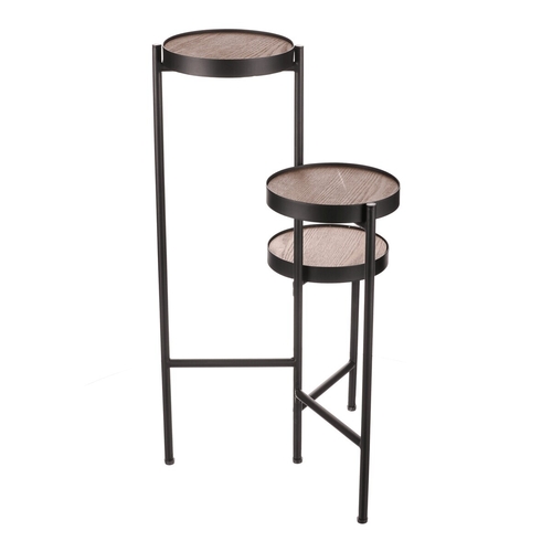 Stojan na květiny - 3 patrový, kovový s MDF (dýha jasan)