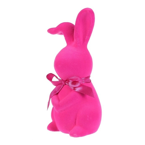 Zajíc - keramická figurka, semišový povrch, vel. M, růžová