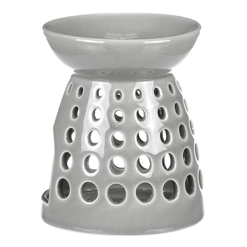Aromalampa - porcelánová, kulaté otvory, barva šedá