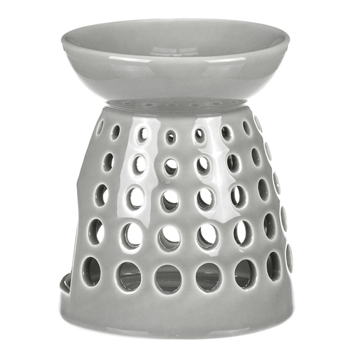 Aromalampa - porcelánová, kulaté otvory, barva šedá