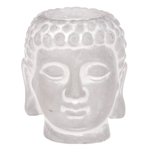 Buddha - betonová hlava, svícen, barva šedá