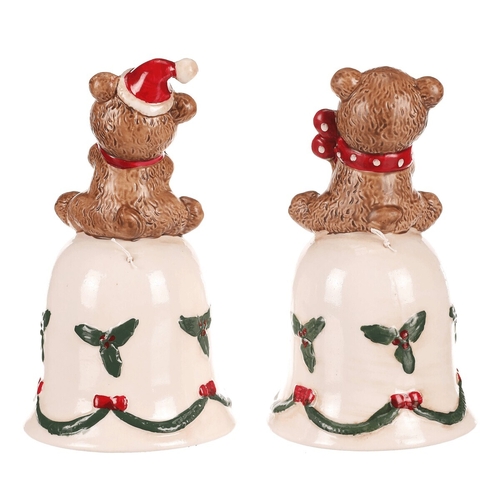 Zvonek s medvídkem - porcelán, mix 2 druhů, cena za 1 ks
