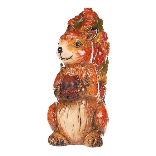 Veverka s oříškem - keramika, s barvenými lístky, oranžovo-hnědá