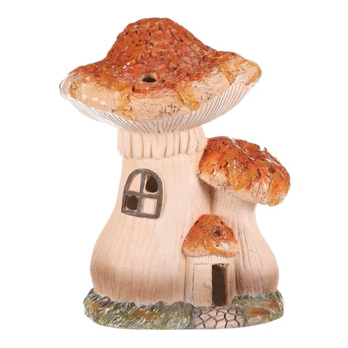 Domeček z magnesia - houba, s LED osvětlením, oranžová stříška