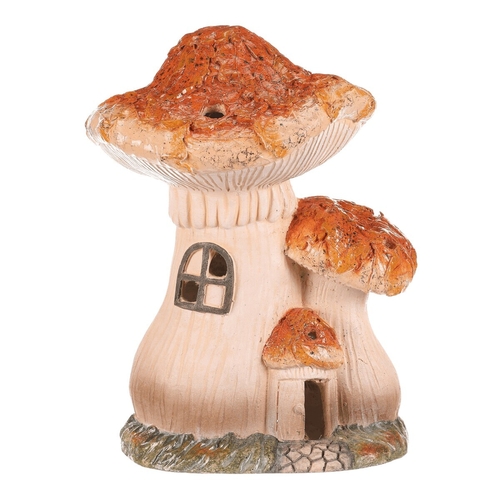 Domeček z magnesia - houba, s LED osvětlením, oranžová stříška