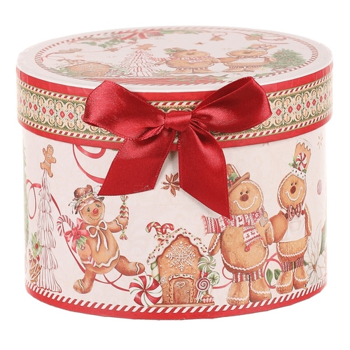 Hrneček vánočně malovaný v kulaté dóze - porcelán, barevný