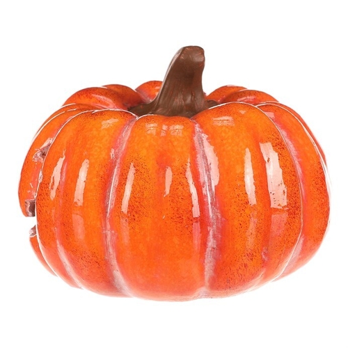 Dýně s obličejem - keramika, LED osvětlení, oranžová