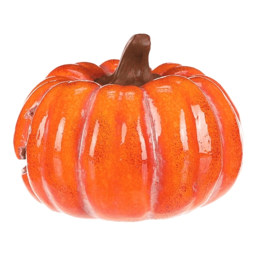 Dýně s obličejem - keramika, LED osvětlení, oranžová