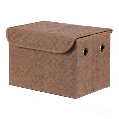 Koš regálový - látkový s víkem, hnědá barva