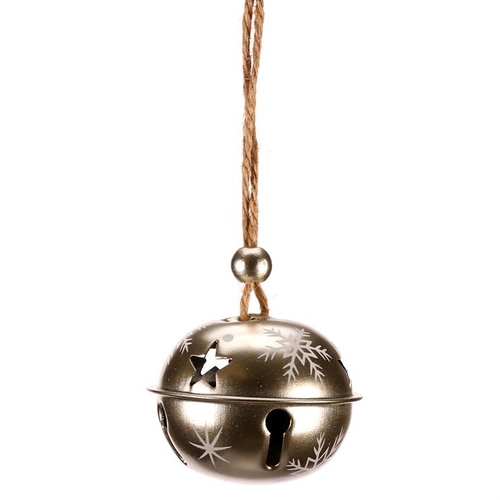 Rolničky kovové velké - na pověšení, champagne, cena za balení (6 ks)