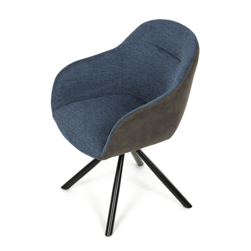 Jídelní židle otočná 180°, modrá, látka, DCH-Y1143 BLUE2