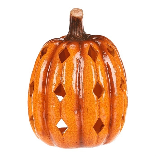 Dýně s otvory - keramika, na čaj. svíčku, žlutá