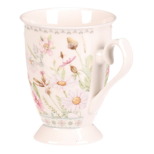 Hrnek malovaný - porcelán, dárková dóza, motiv rozkvetlé louky