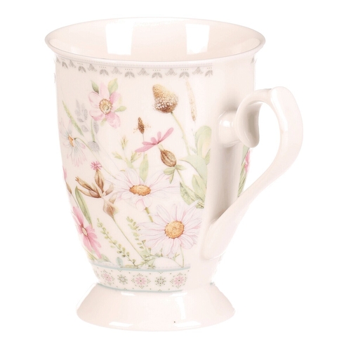 Hrnek malovaný - porcelán, dárková dóza, motiv rozkvetlé louky