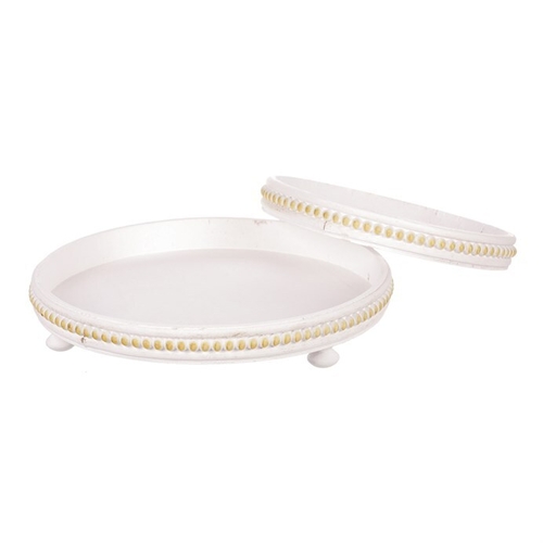 Tác dřevěný - kulatý tvar, bílý, cena za sadu 2 ks